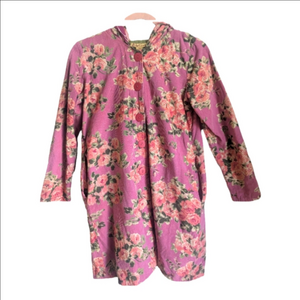 APRIL CORNELL Floral Pink & Green Reversible Cotton Cottagecore Girl Coat 11/12